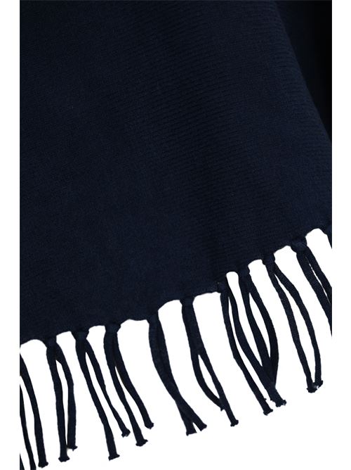 Poncho con frange in misto viscosa blu NO SECRETS | 243NS227BLUNOTTE